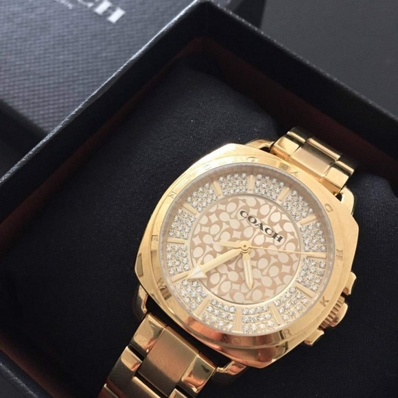 ***NEW*** Coach Ladies Coach Boyfriend Small Gold Plated Watch - Picture 8 of 11